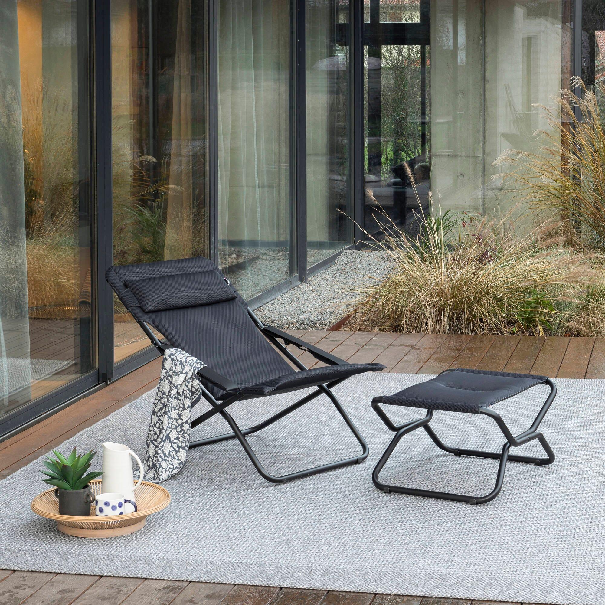 Repose-jambes/tabouret matelassé pliant - NEXT - Noir - Lafuma Mobilier 3/7