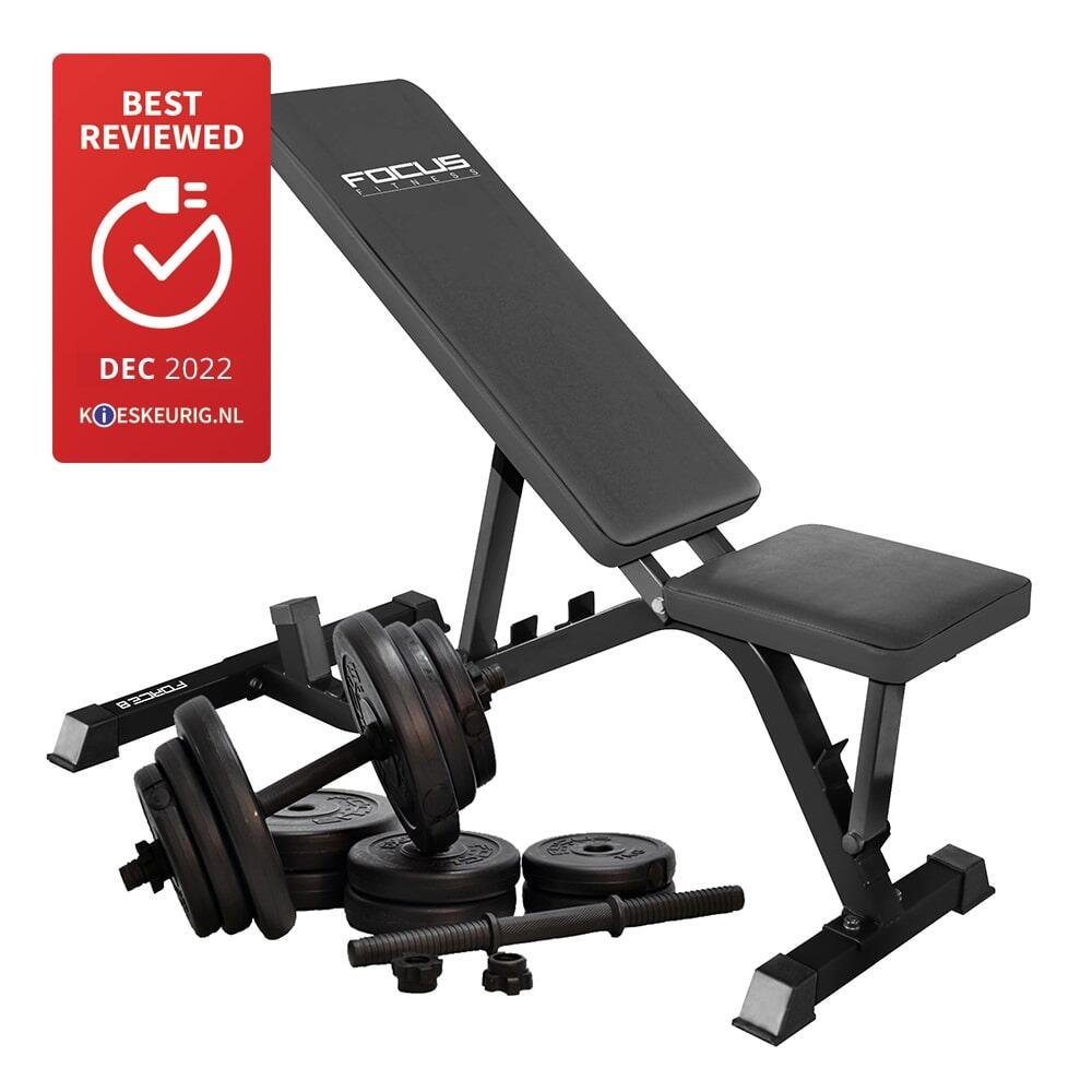 Banc d'exercice Force 8 - avec jeu d'haltères réglables 28 kg 2/7