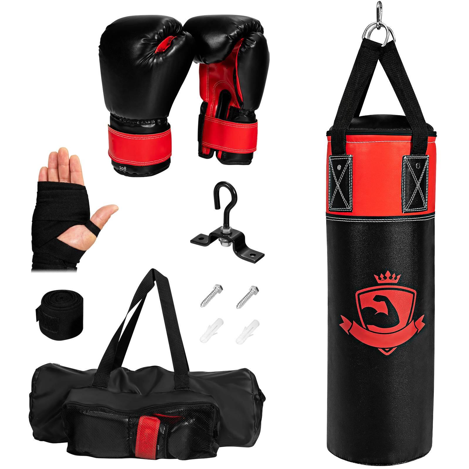 Kids Hanging Punching Bag Set with Punch Gloves Hand Wraps and Storage Bag