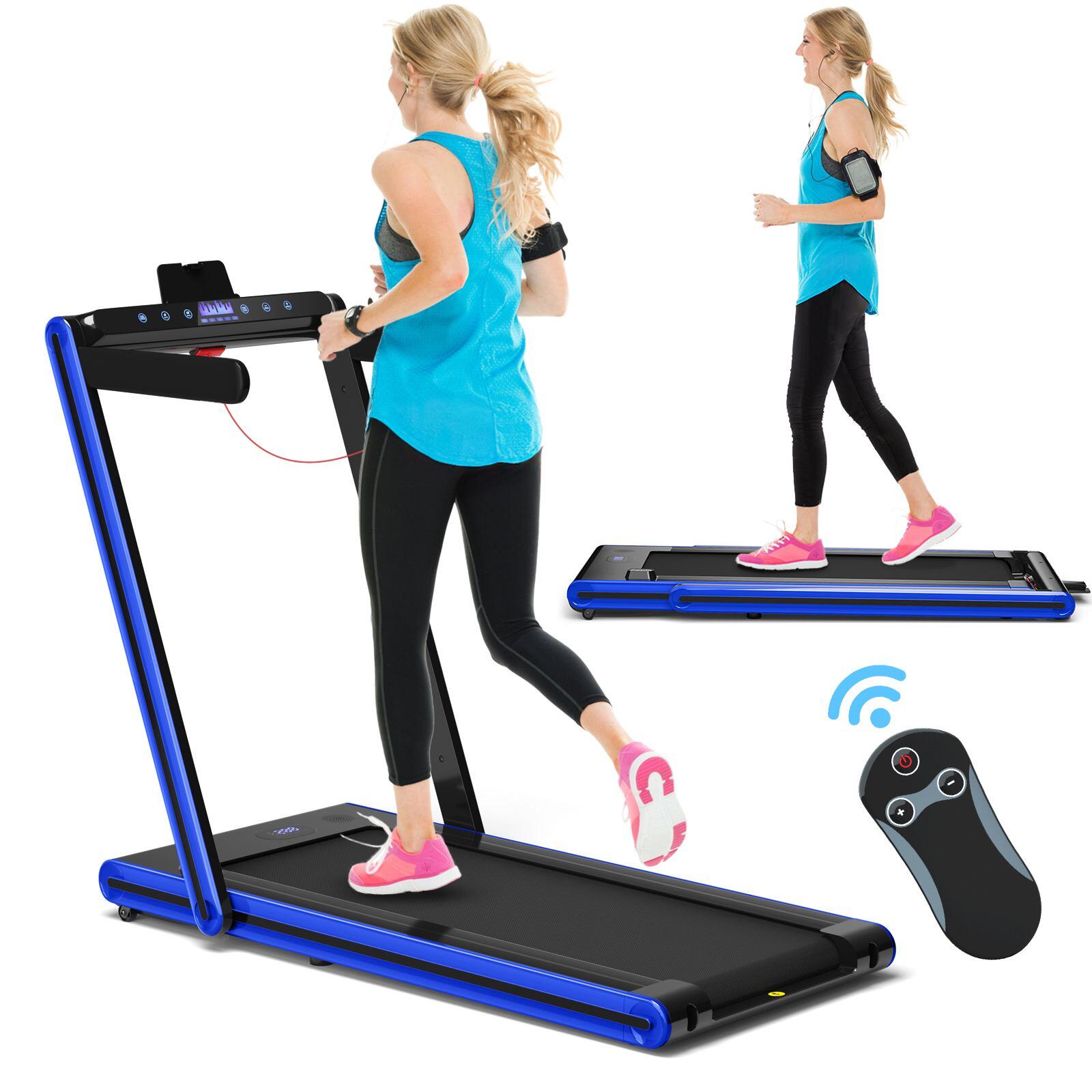 2 in 1 Folding Treadmill with Dual LED Display 120 kg Weight Capacity