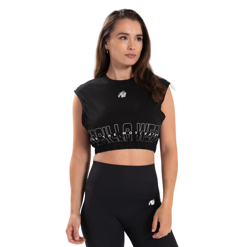 Albion Oversized Crop Top - Black