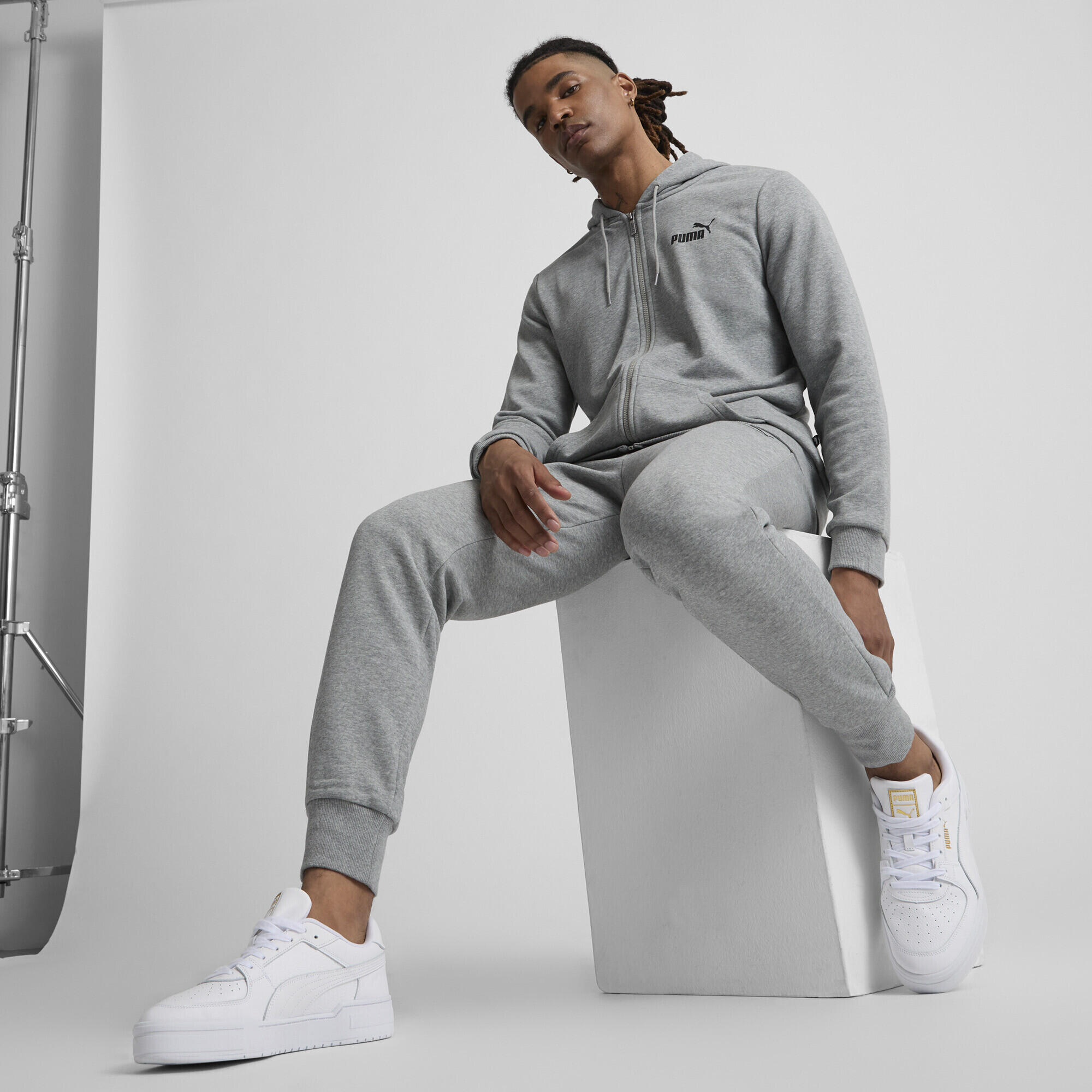 Felpa con cappuccio a zip intera Essentials con logo piccolo da uomo PUMA 5/6