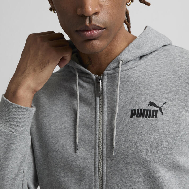 Essentials Small Logo hoodie met rits voor heren PUMA Medium Gray Heather