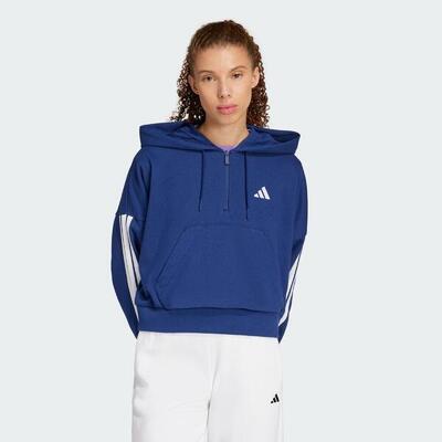 Essentials 3-stripes french terry hoodie met korte rits