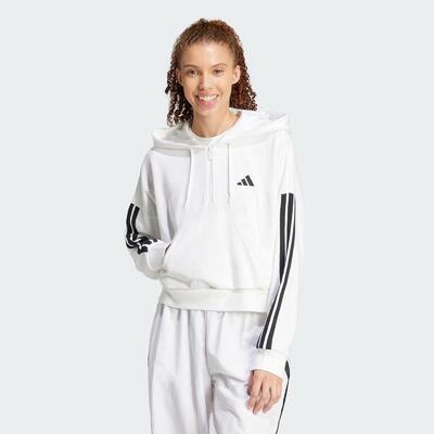 Essentials 3-stripes french terry hoodie met korte rits