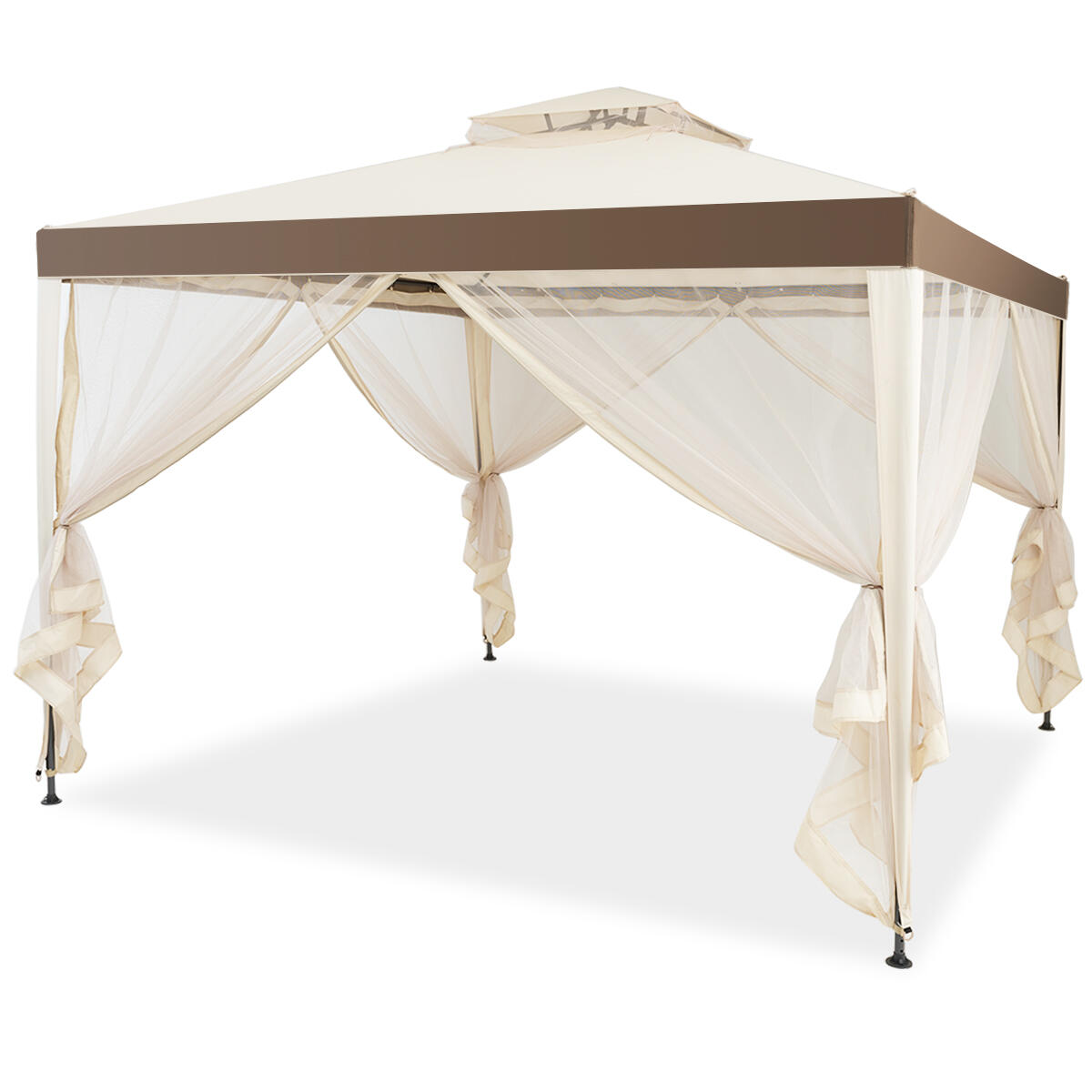 3M X 3M Outdoor Canopy Gazebo with Mosquito Netting for Garden & Lawn