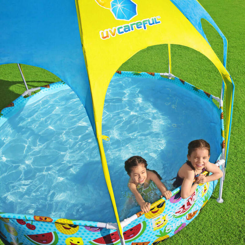 Ø 244 x 51 cm Bestway Splash-in-Shade Piscine Ronde avec Ombrelle