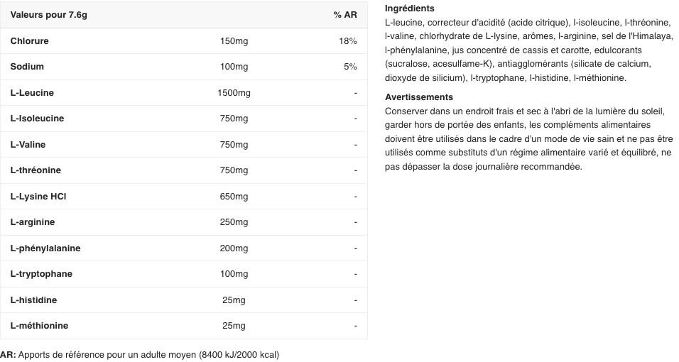 Acides aminés essentiels - Xtend EAA - Pomme et Framboise 300g 2/3