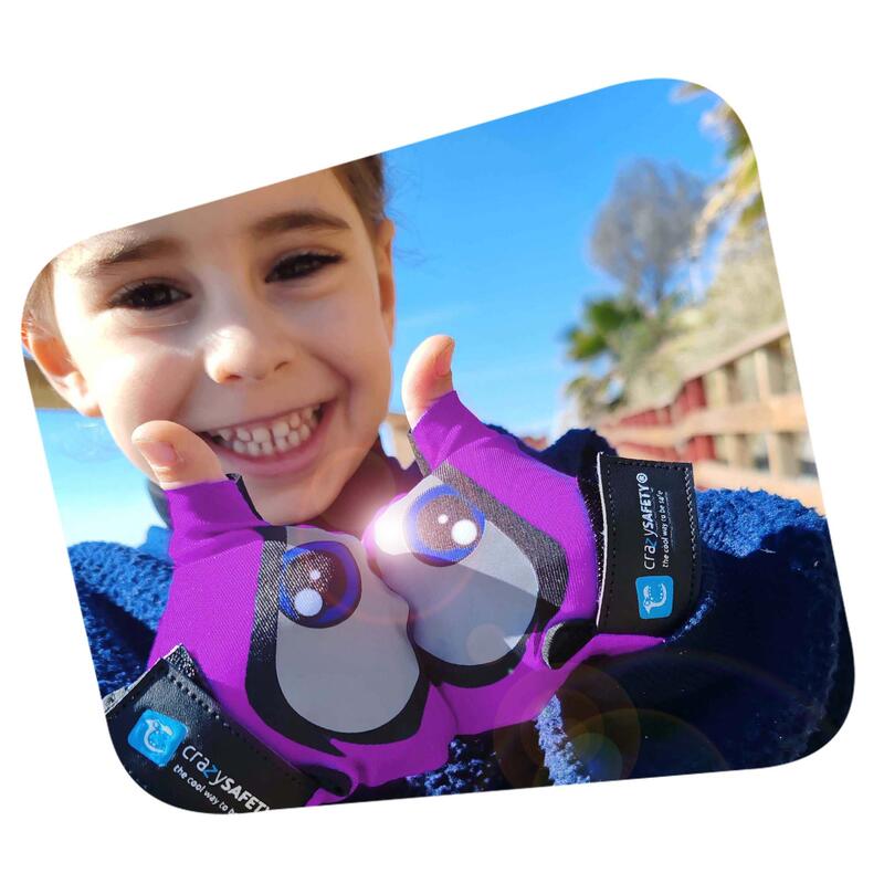 Luvas de Bicicleta Infantil | Roxo | Crazy Safety | Olhos Refletivos | Tam. S