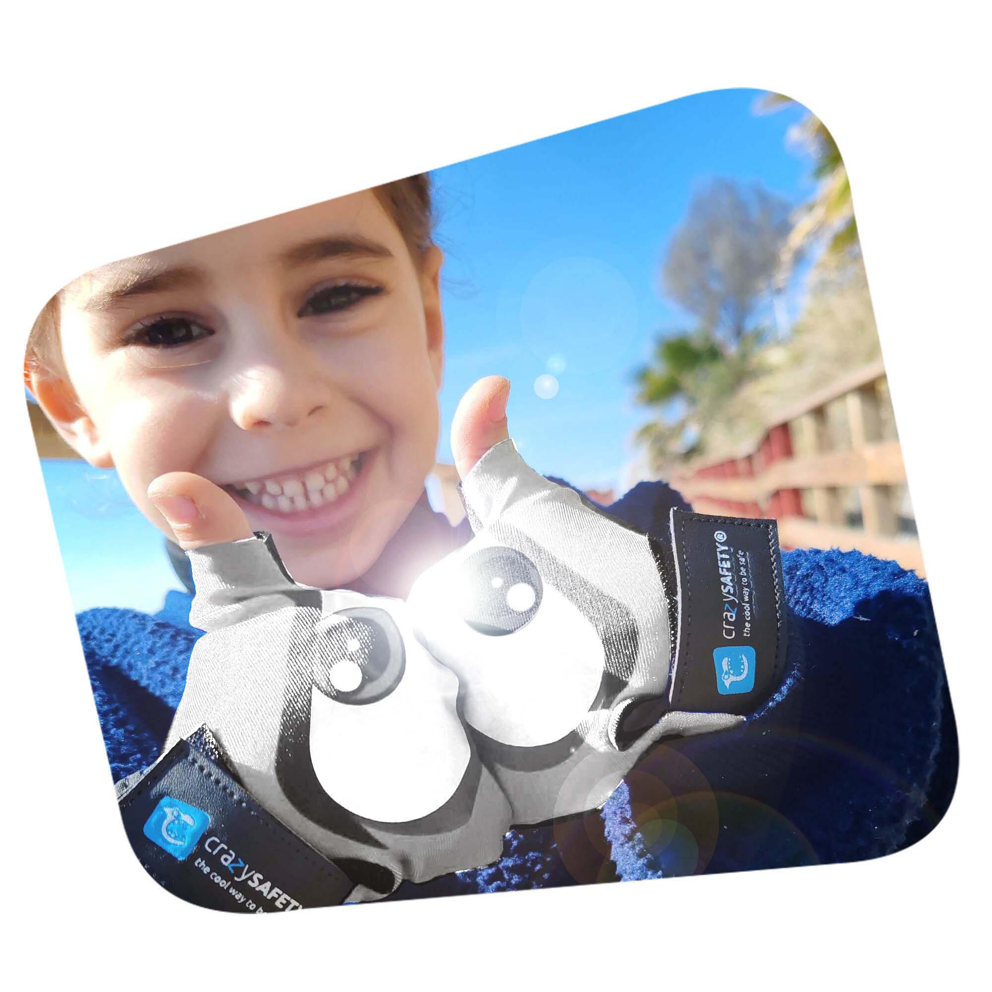 Guanti bici bimbi | Bianchi | Crazy Safety | Occhi riflettenti | S 5/6