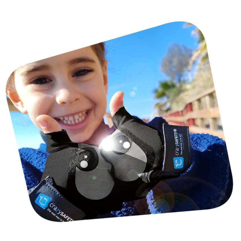 Gants Vélo Enfant | Noir | Crazy Safety | Yeux Réfléchissants | Taille S