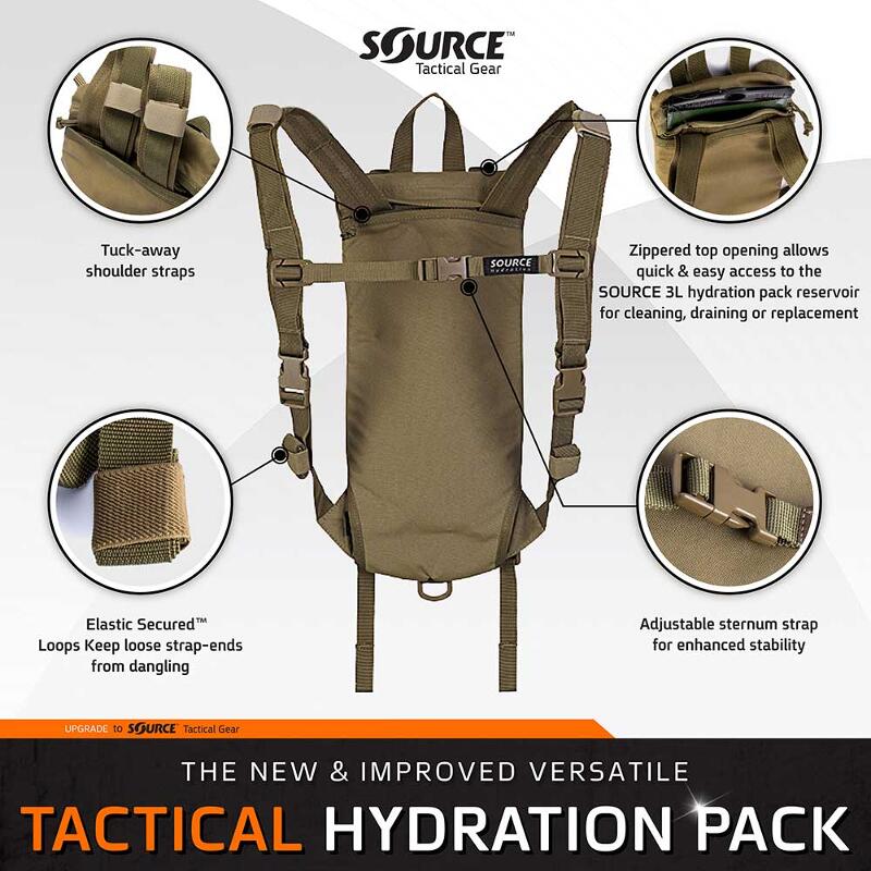 Sac d'hydratation tactique - Sac à dos avec système d'hydratation de 3 litres