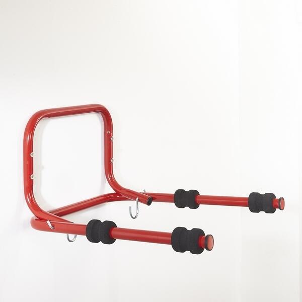 Mottez - Support 2 Vélos Mural Rabattable - Crochet Vélo - Rouge - 2 Places - Decathlon