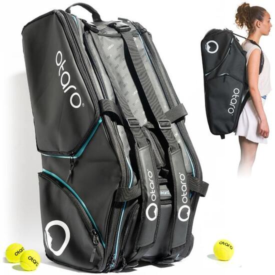Sac de tennis avec compartiment à chaussures pour 4-8 raquettes | 82L Noir Bleu