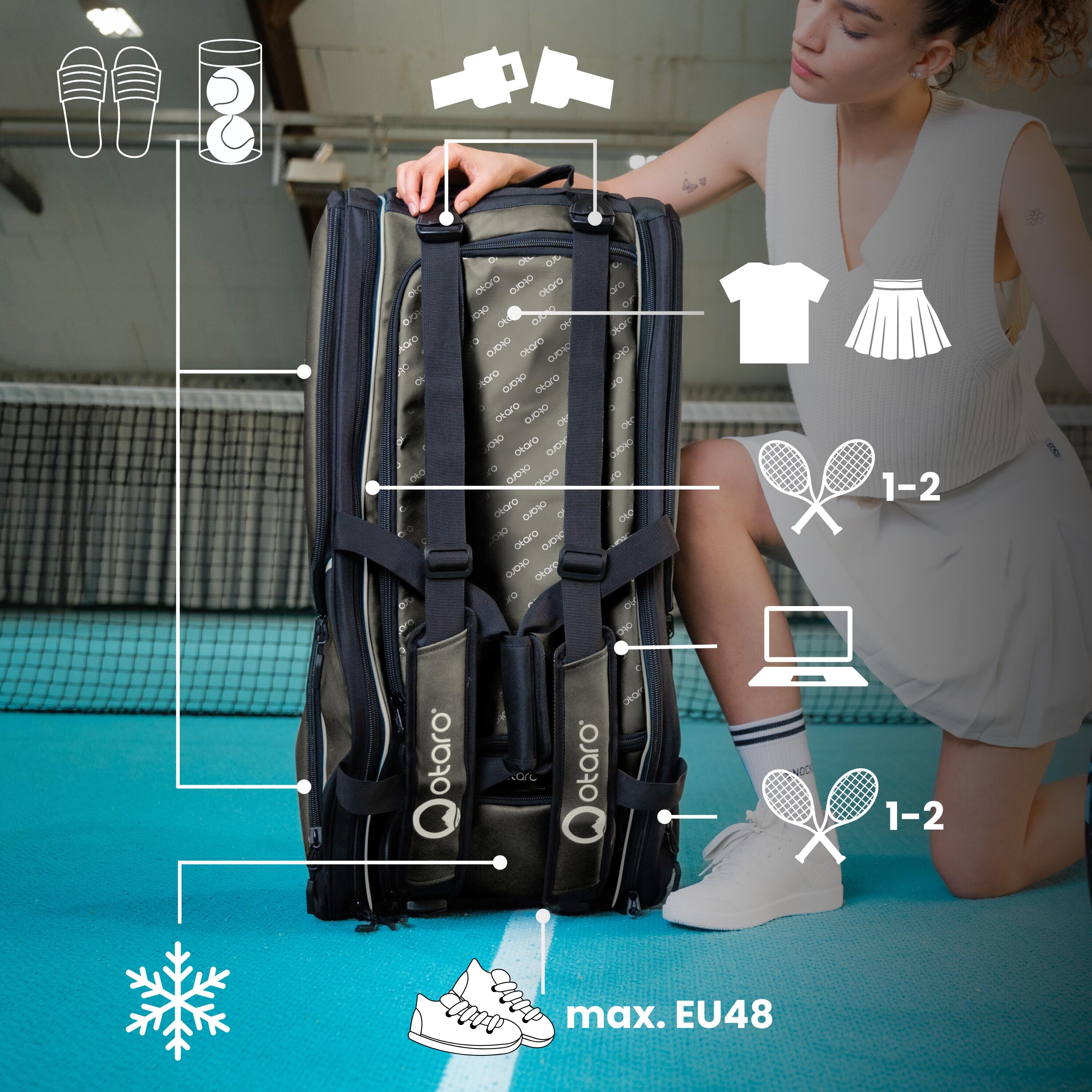 Borsa da tennis con scomparto per racchette per 4-8 racchette | 82L GRIGIO 4/7