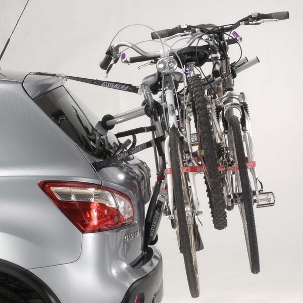 Porte-vélo 3 vélos à sangles crabot sur hayon ATHENA 3 2/4