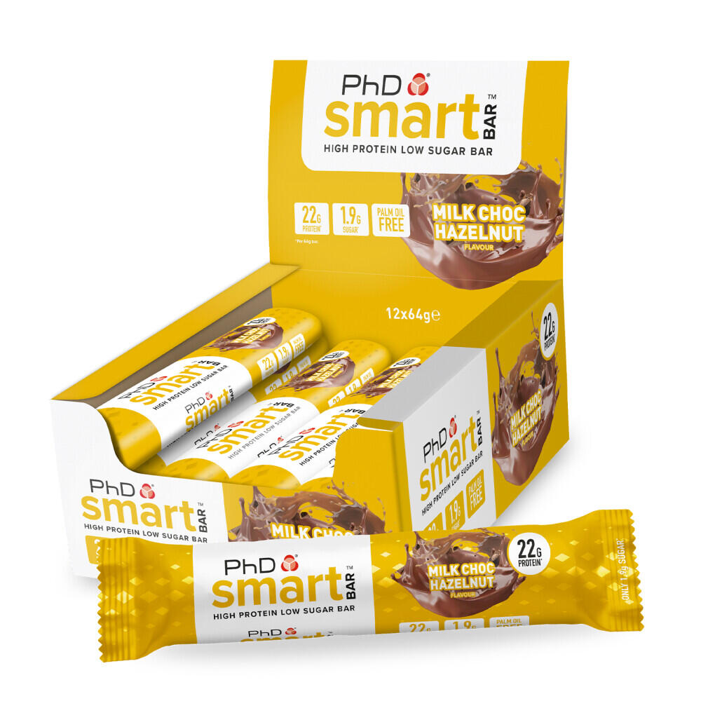 Phd Nutrition - Barres Protéinées - Smart Bar - Chocolat Au Lait Et Noisette Boite De 12 - Barre Protéinée - Decathlon