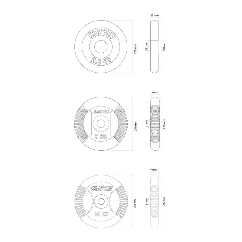 Disques de musculation - 50 kg I Disques d'haltères standard (31 mm)