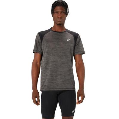 T shirts overhemden heren - asics road ss top - black