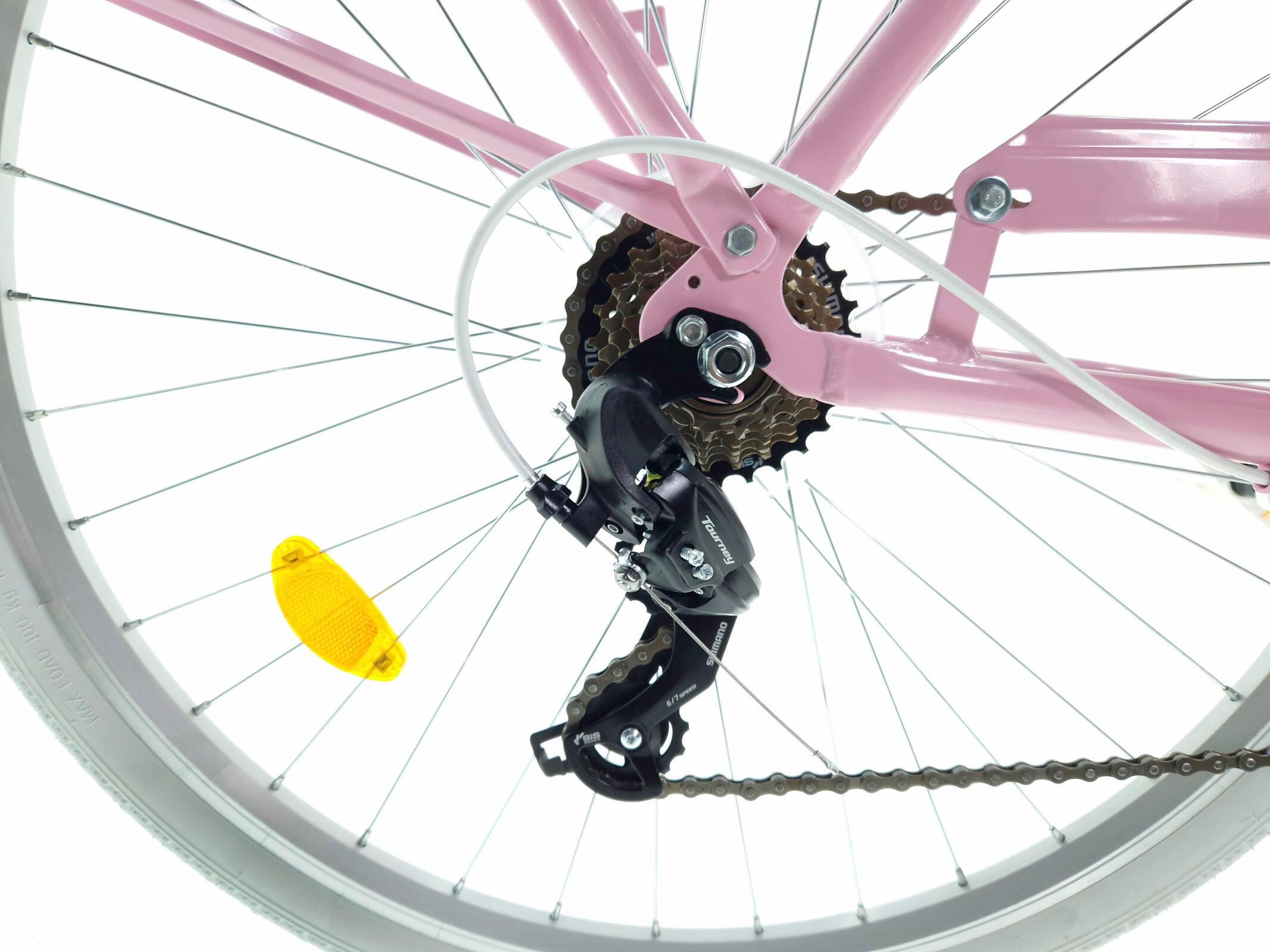 Vélo femme Cruiser Davi Bianca, Aluminium, 7 vitesses, 28″, 160-185 cm, Rose 3/7