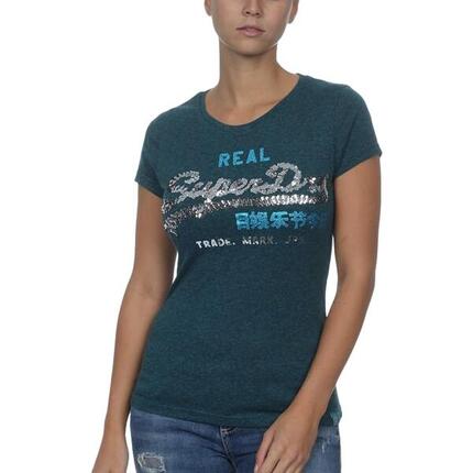Superdry Damen-Wander-T-Shirt Vintage Logo Sequin