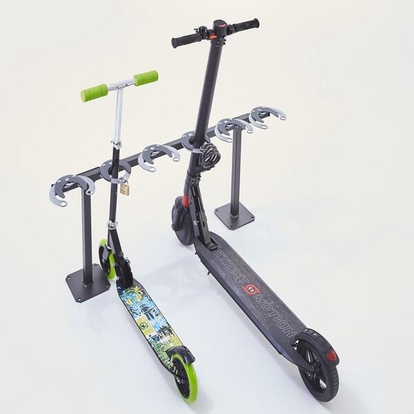 Mottez - Range 6 Trottinettes Côte À Côte Sur Pied - Cover Deck - Noir - No Size - Decathlon
