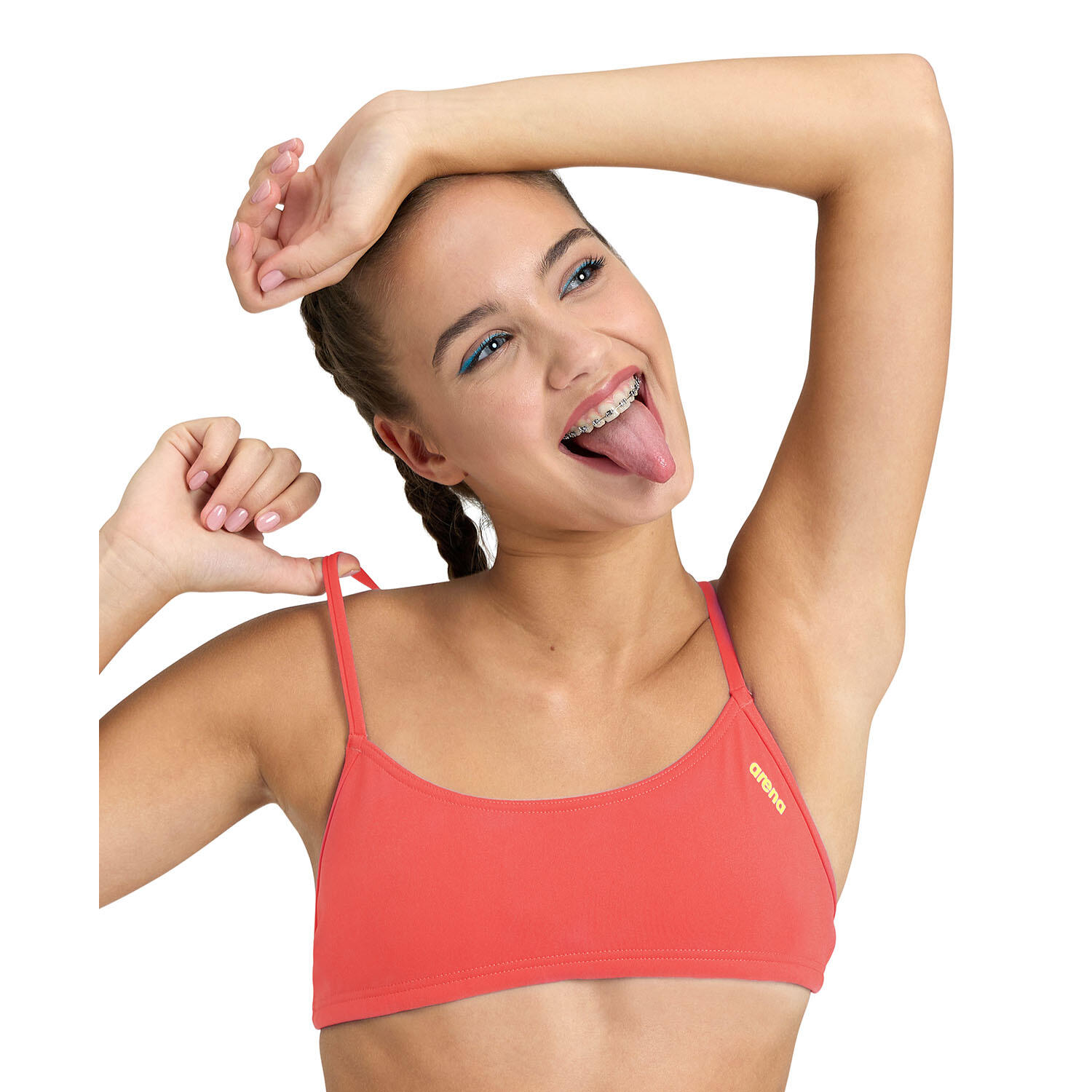 Arena - Top De Natation Femme - Bandeau Play R - Brassière De Bain - Jaune|rouge - 48 Xl - Decathlon