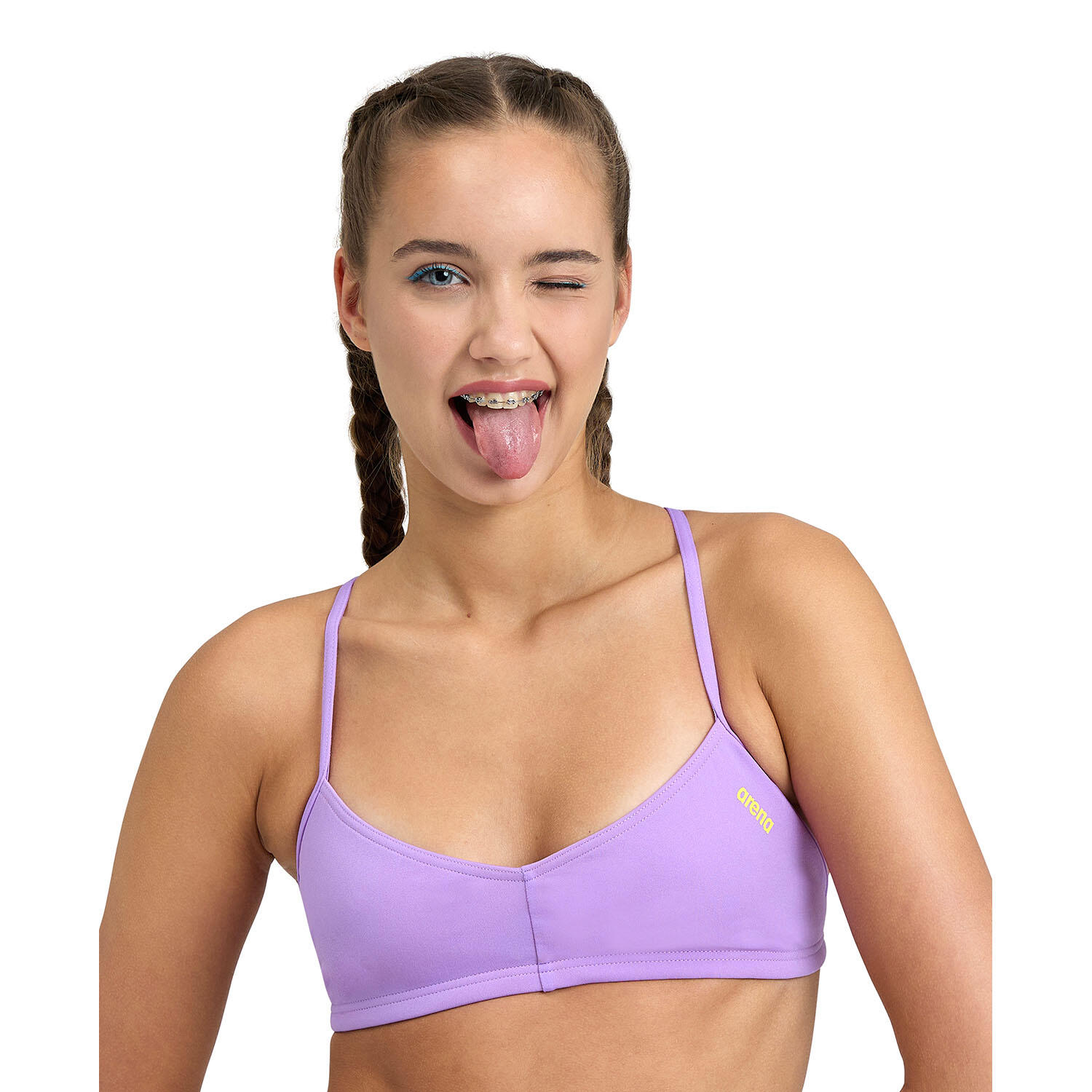Arena - Top De Natation Femme - Bandeau Live R - Brassière De Bain - Bleu|jaune - 36 Xs - Decathlon