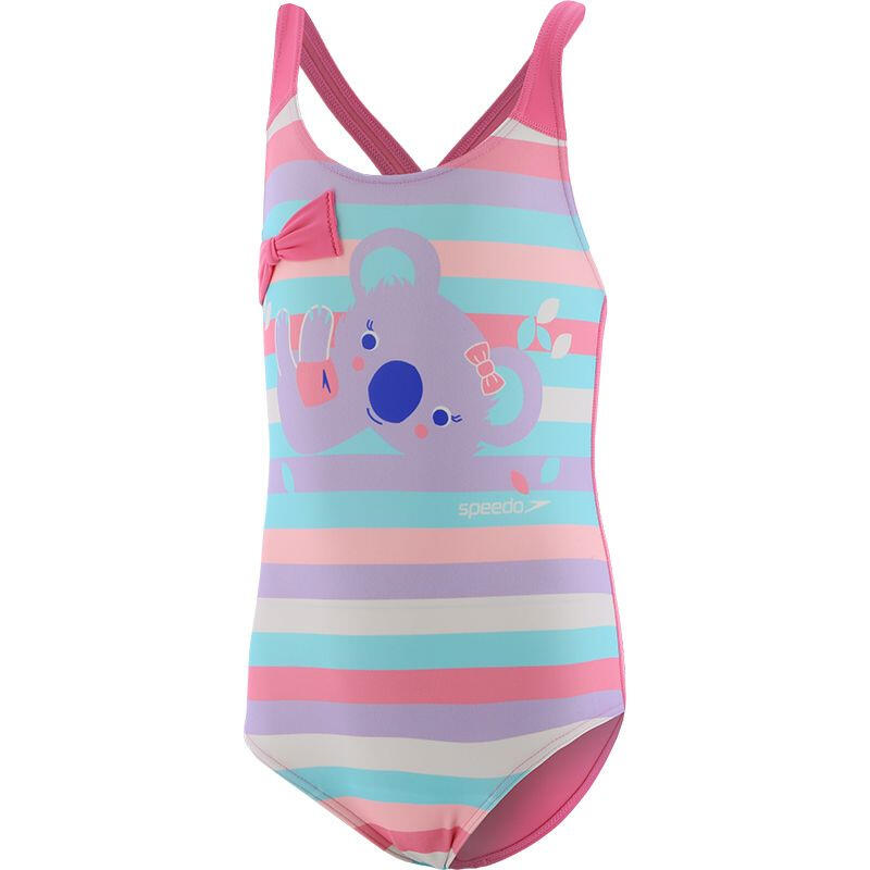 Maillot De Bain Fille Speedo Twinstrap à Bretelles Fines - Bleu/Violet Pois