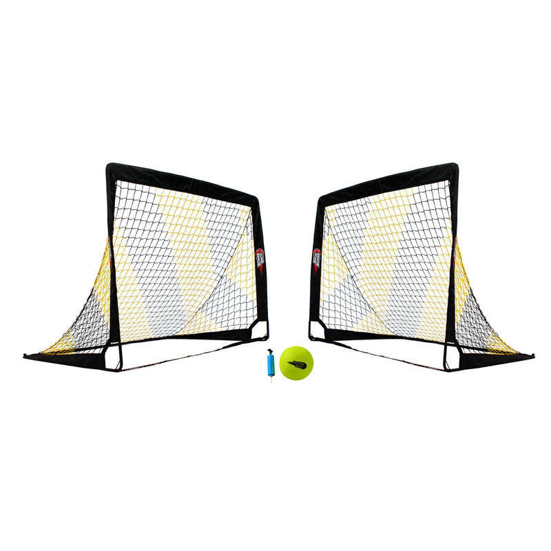 Para bramek - 2.2x1.5m czarny/żółty - Dostarczane z piłką i pompką