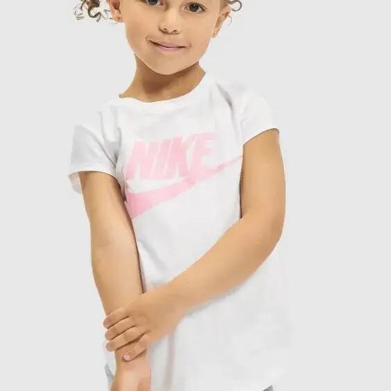 Girls Shimmer Logo ShortSleeved TShirt (White/Pink)