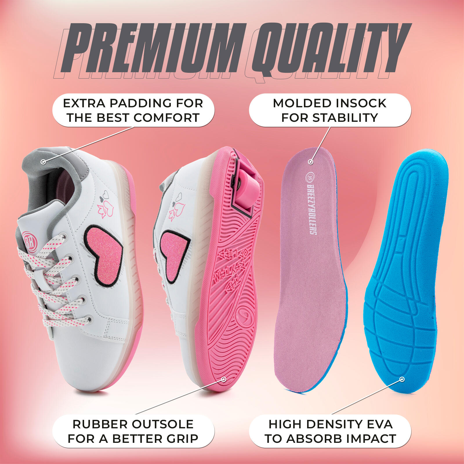 Chaussures à Roulettes LED – 7 Couleurs Clignotantes, Roues Escamotables, Recharge USB, Pour Enfants, Ado Et Adultes, Blanc 37