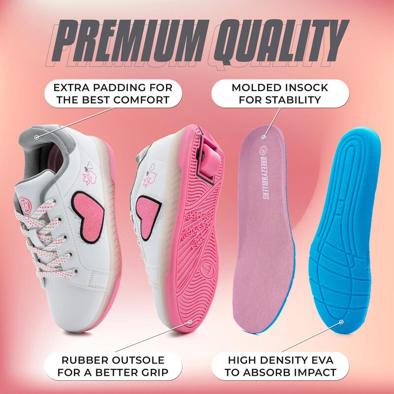 Chaussures à Roulettes BREEZY ROLLERS LED 2195670 lfille blanc/rose