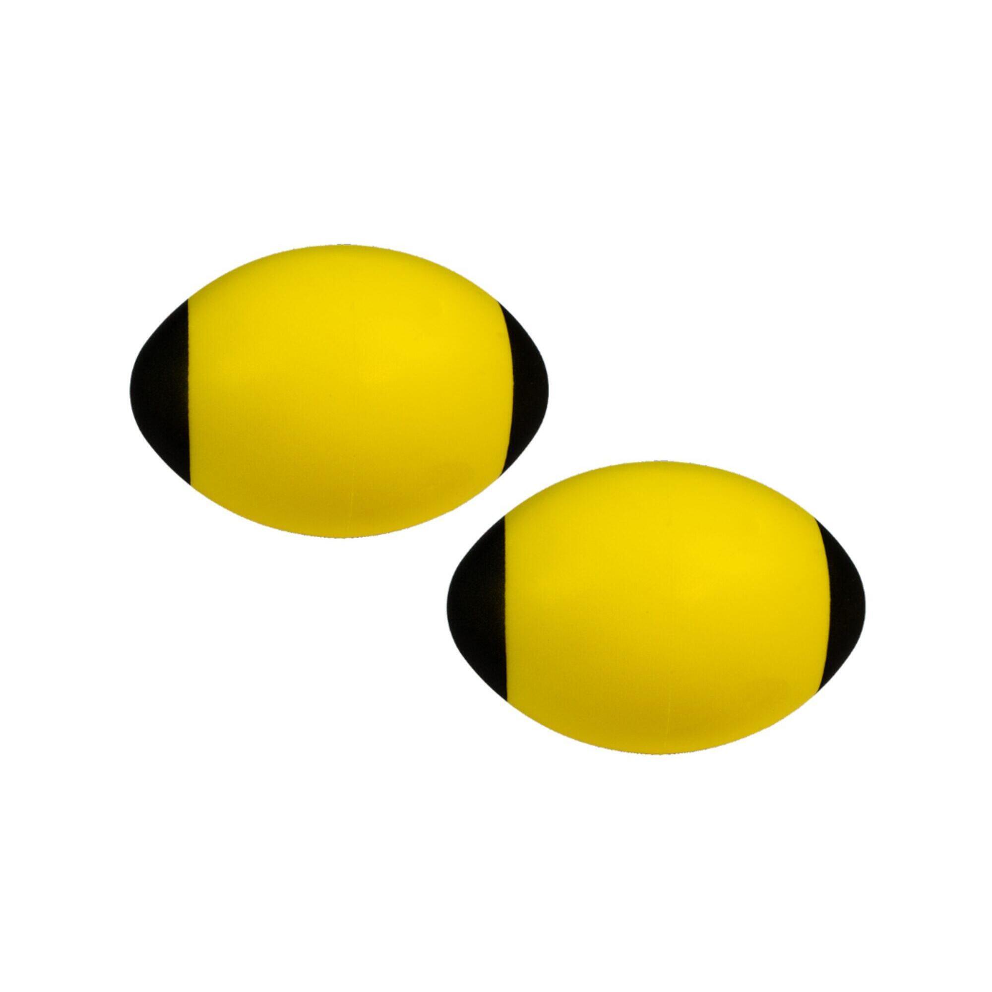 Power Shot - Lot De 2 Ballons De Rugby En Mousse - Ballon De Rugby - Jaune|noir - Taille Unique - Decathlon