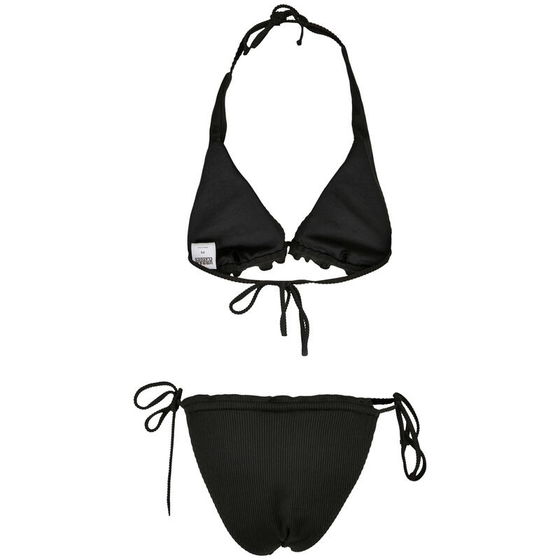 Dames Babylock Geribbelde Driehoek Cups Bikiniset (Zwart)