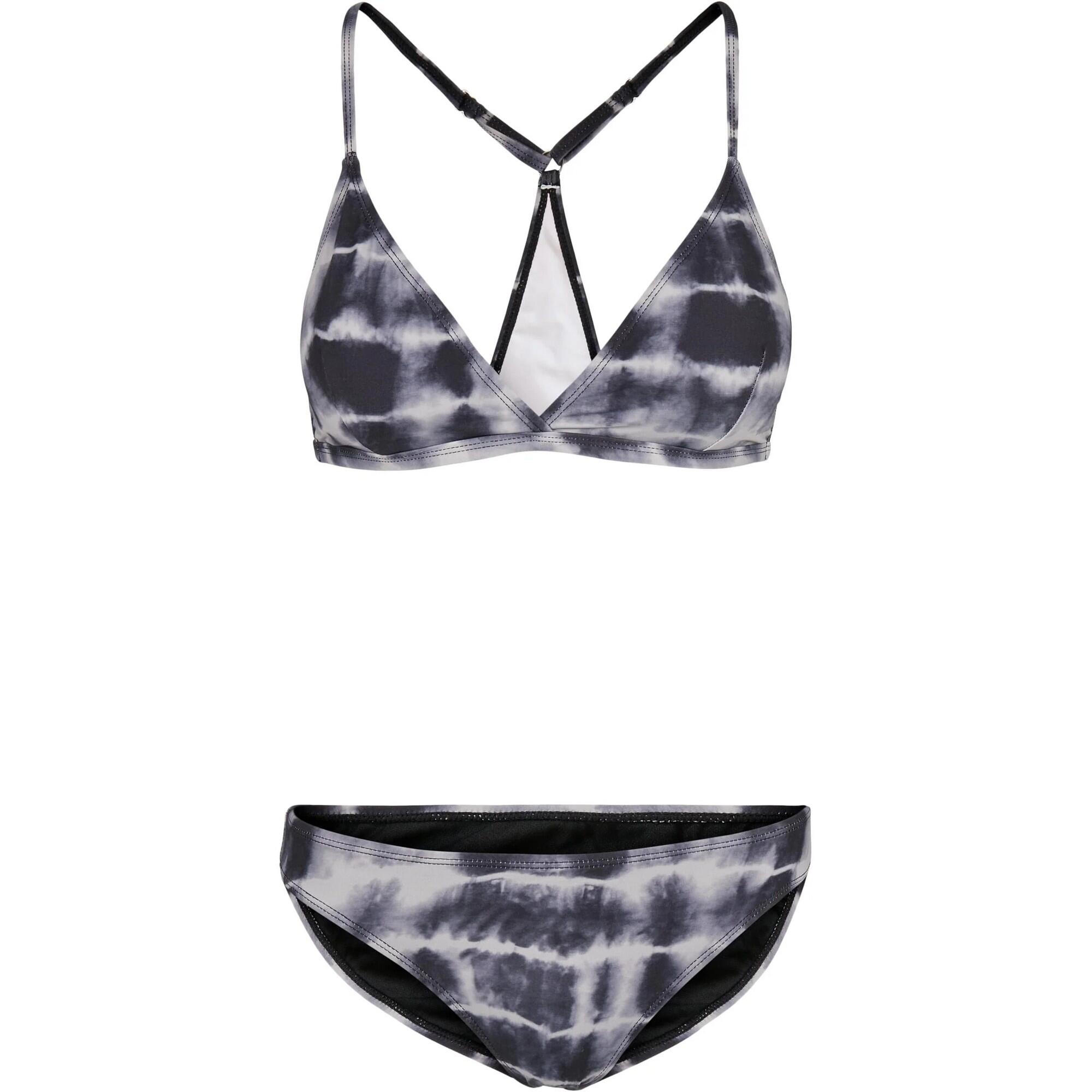 Biquíni Tie Dye Triangle Triangle Back Mulher/Senhora Preto / Branco