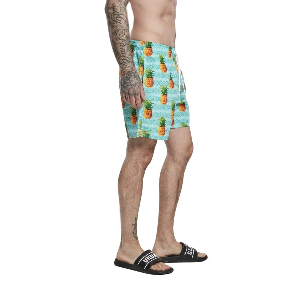 Costume Da Bagno A Pantaloncino Ananas Uomo Urban Classics Blu Arancio Verde 3/3