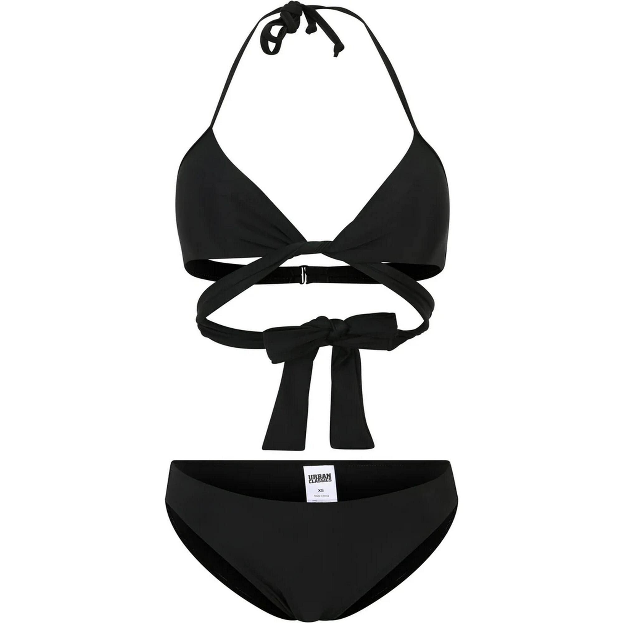 Conjunto de biquíni com decote haltere para senhora/senhora Preto