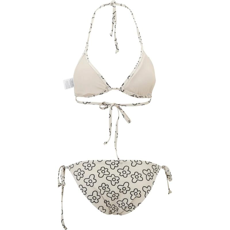 Dames Bloemen Driehoek Bikini Set (Zwart/Wit)