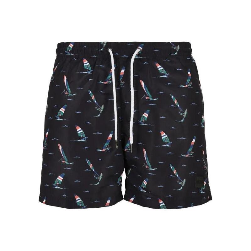 Heren Surf Print Zwemshort (Zwart)