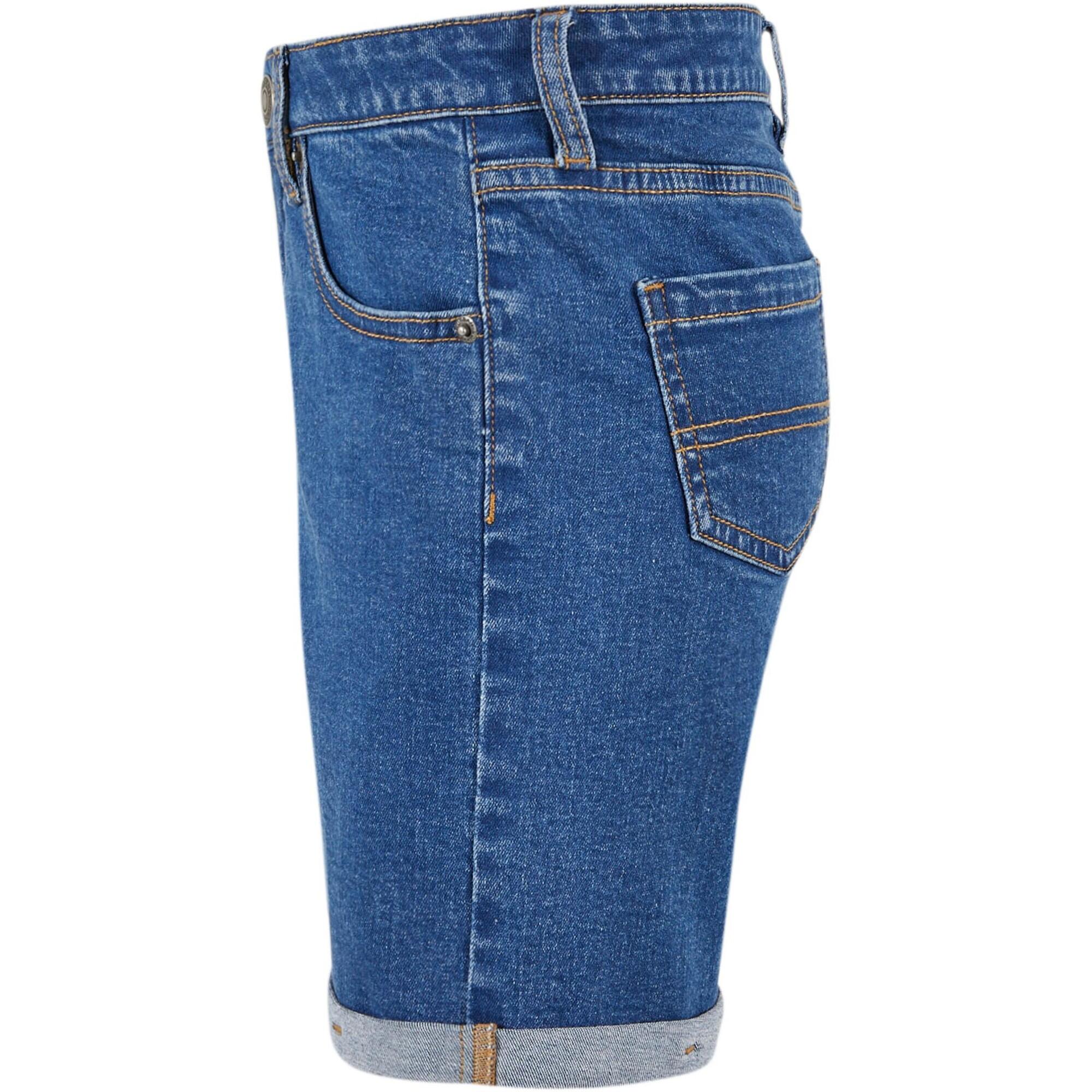Pantaloncini 5 Tasche Ragazze Urban Classics Blu Chiaro Lavato 3/4