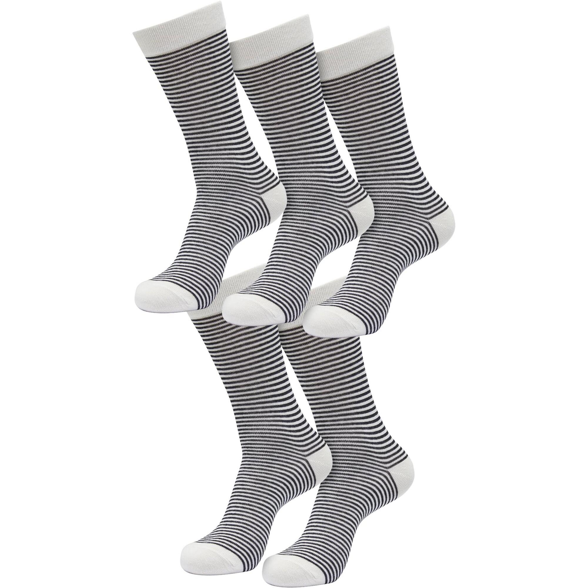 Meias de riscas finas para homem (Conjunto de 5) Areia branca/Preto