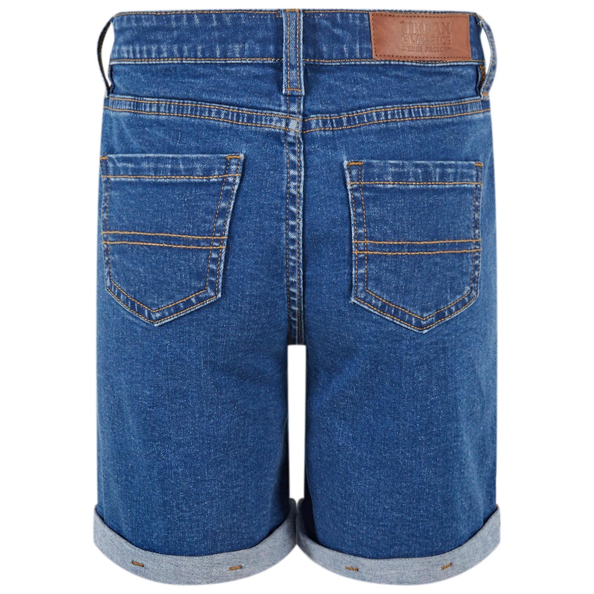 Pantaloncini 5 Tasche Ragazze Urban Classics Blu Chiaro Lavato 2/4