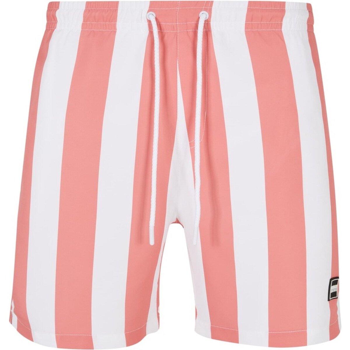 Calções de Banho Listado Homem Rosa Pálido