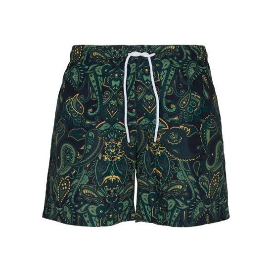 Costume Da Bagno A Pantaloncino Paisley Uomo Urban Classics Verde Nero