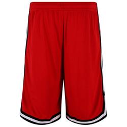 Heren Mesh Streep Shorts (Stadsrood/Zwart/Wit)