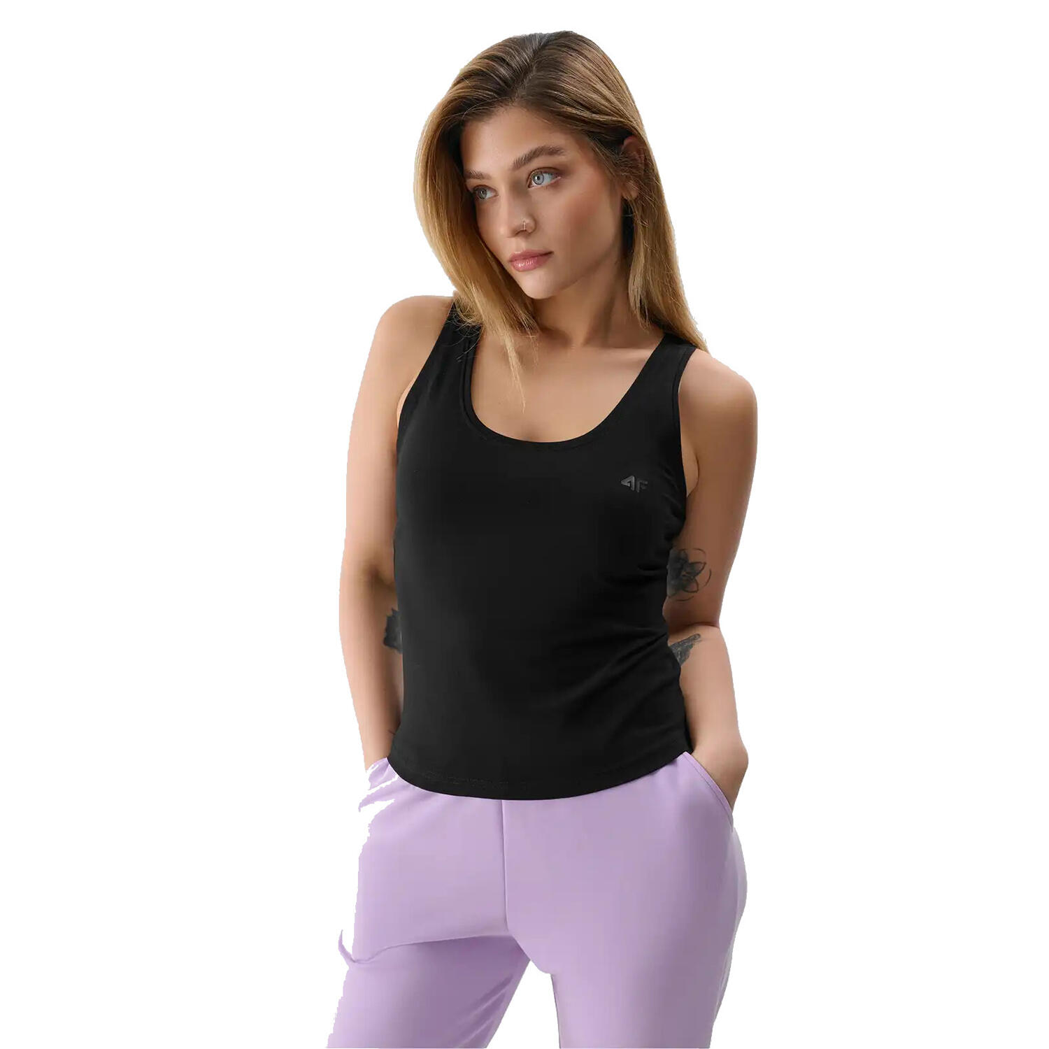 Canotta Aderente Semplice Donna 4F Nero Intenso 3/3