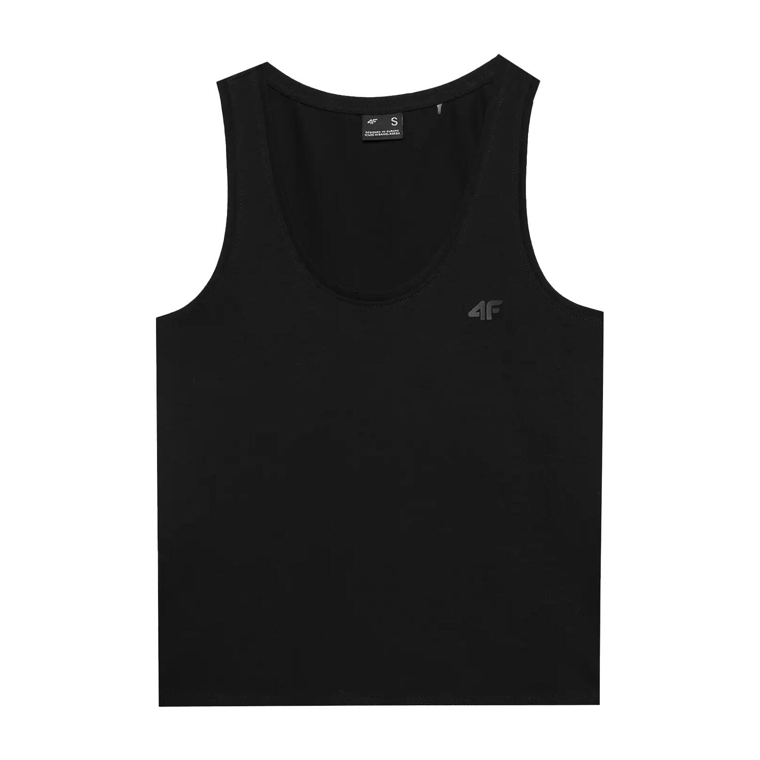 4F Dames Effen Slank Tanktop (Diep zwart)