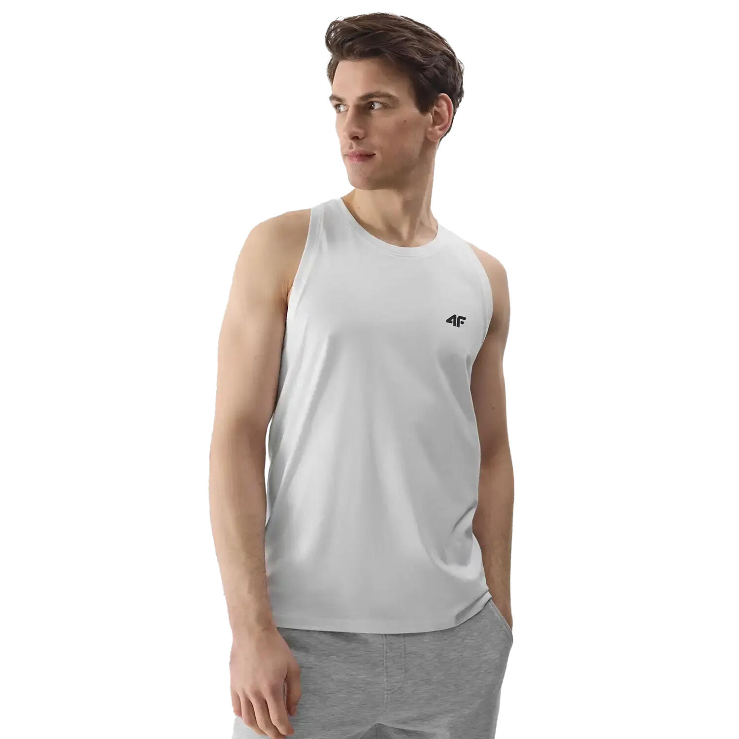 Tank top regular liso homem branco