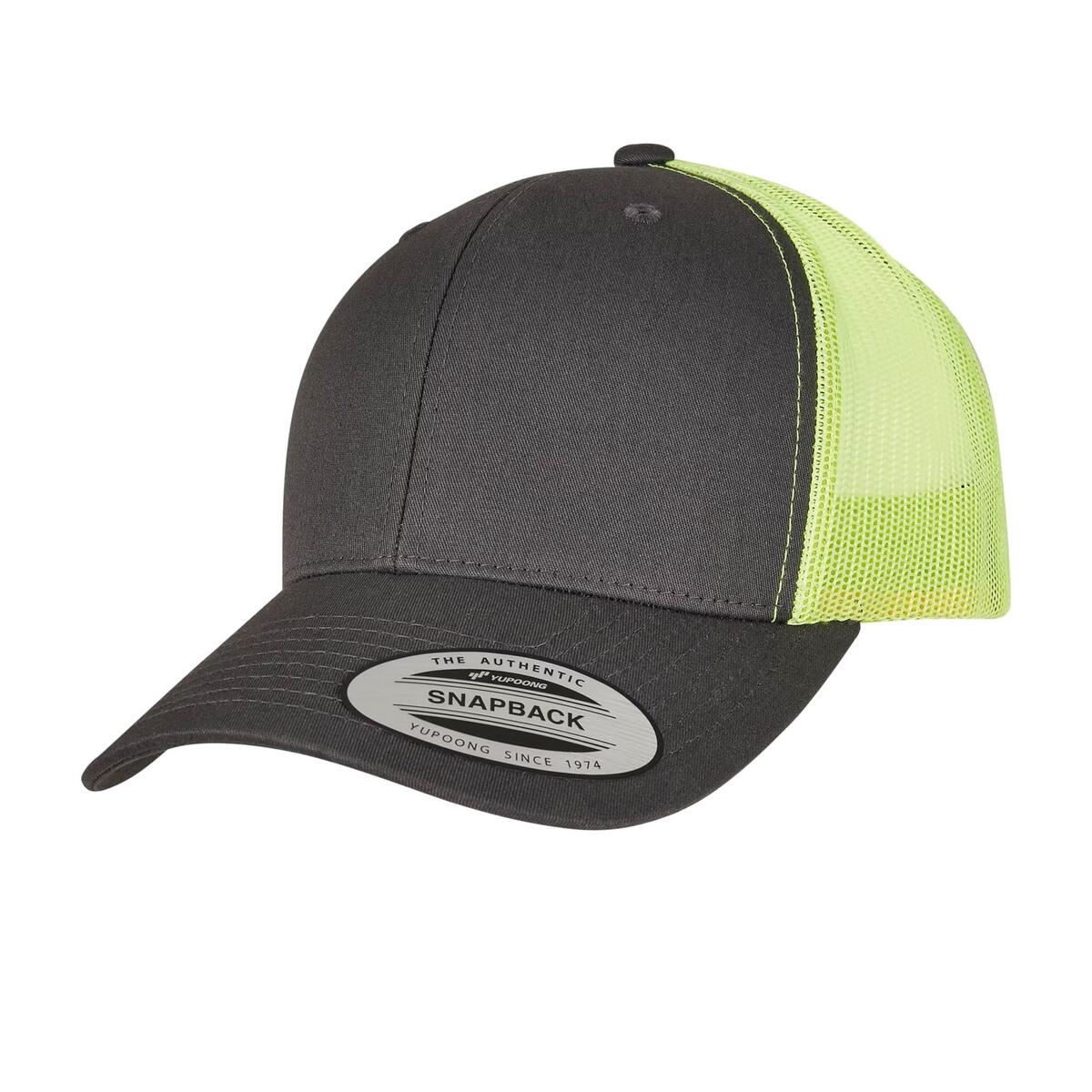 Cappellino Da Camionista Retrò A Due Tonalit� Flexfit Carbone Verde Fluo 3/3
